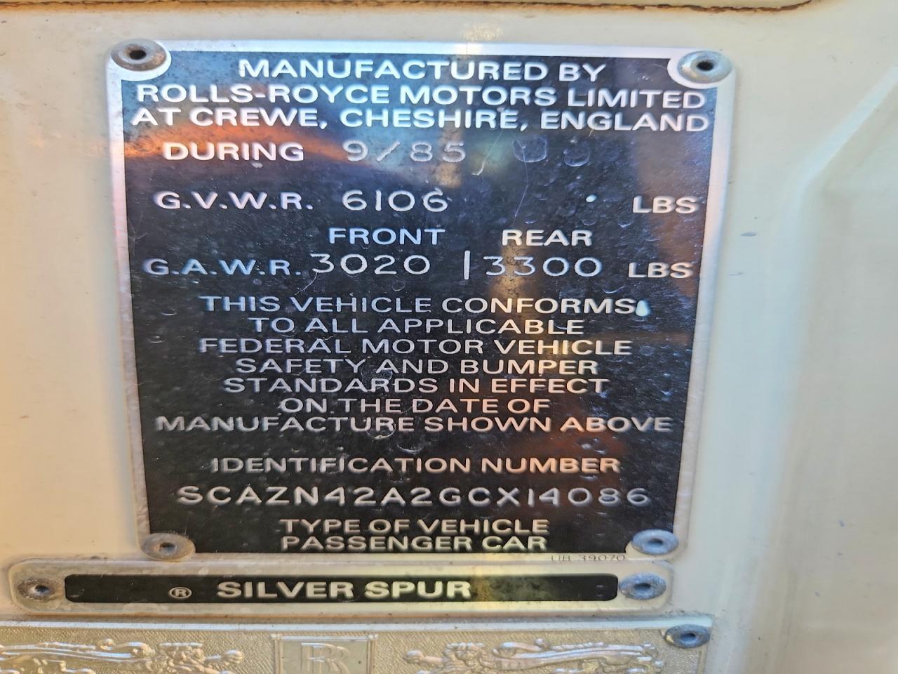 1986 Rolls Royce Silver Spur