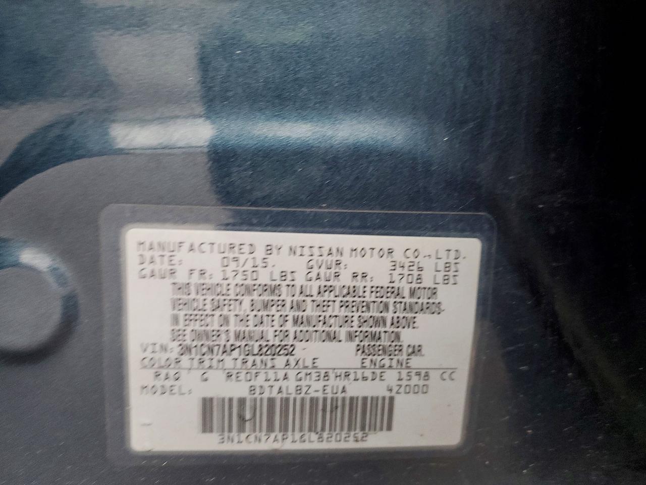 2016 Nissan Versa 1.6 sv