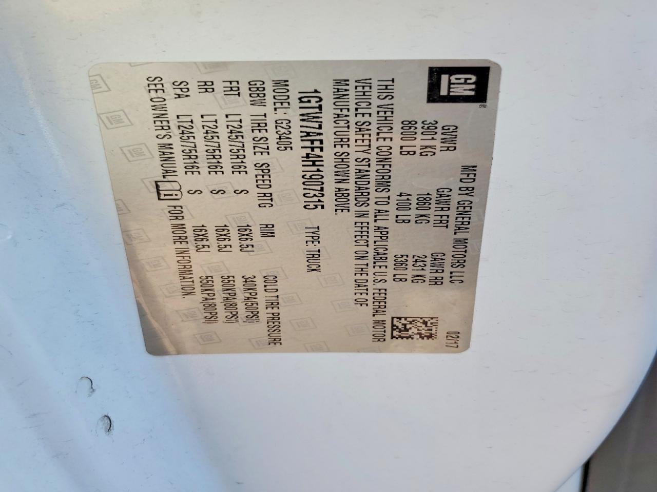 2017 GMC Savana G2500