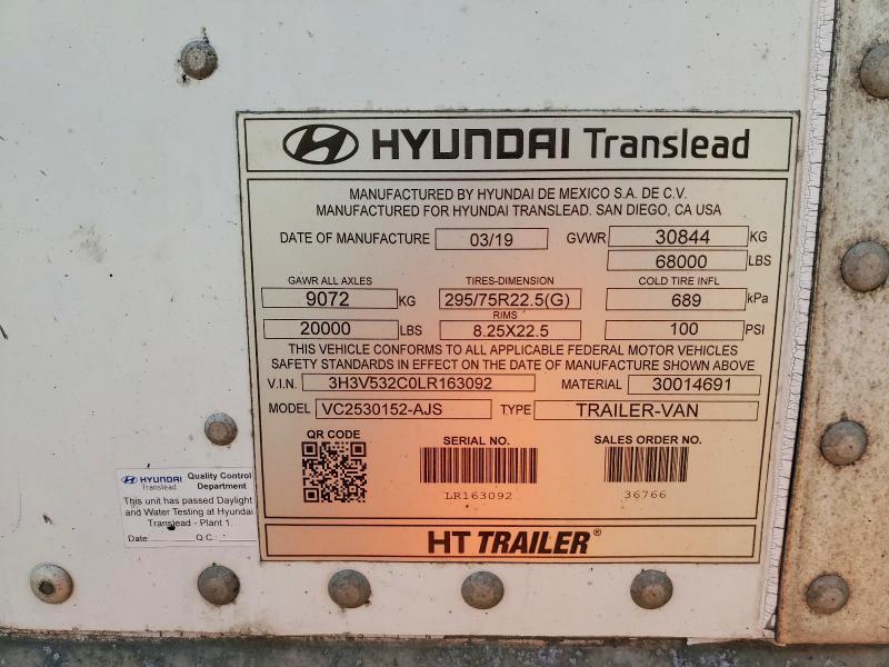 2020 Hyundai Translead Inc 2020 Hyundai Translead VC2530152-AJS DRY Van Trail
