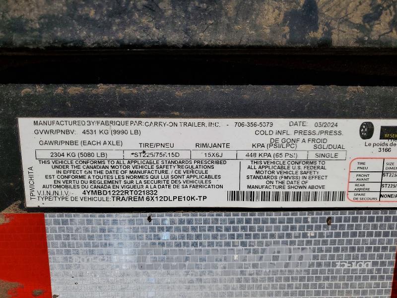 2024 Carry-On 6x12dlpe10k-tp Dump Trailer