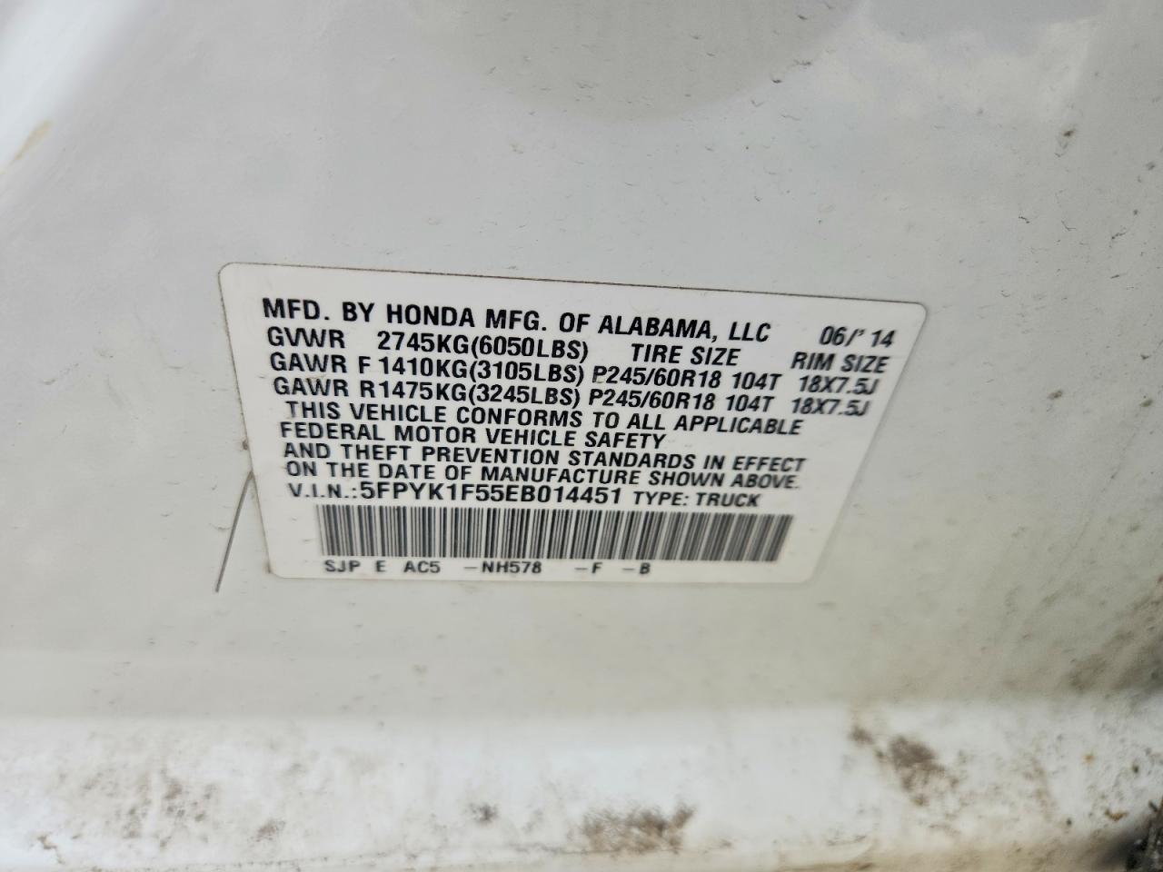 2014 Honda Ridgeline RTL