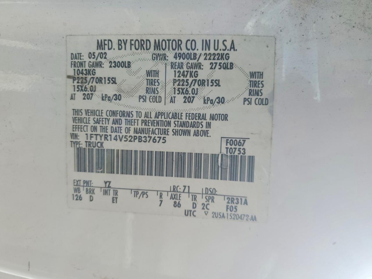 2002 Ford Ranger Super cab