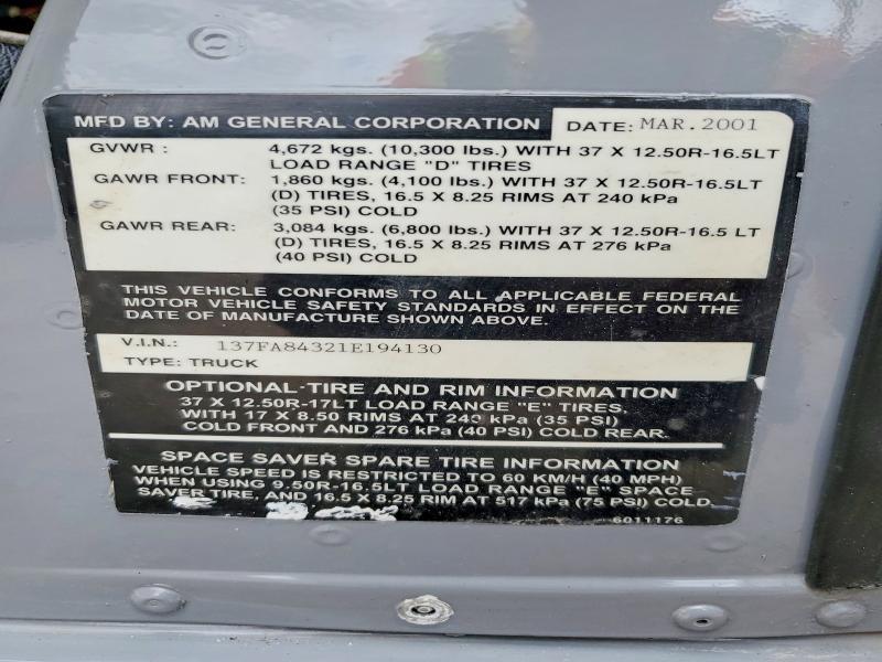 2001 American General H1 Hmcs