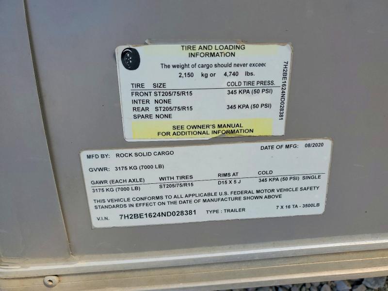 2022 Rock Solid Carg O 7X16TA Enclosed Cargo Trailer