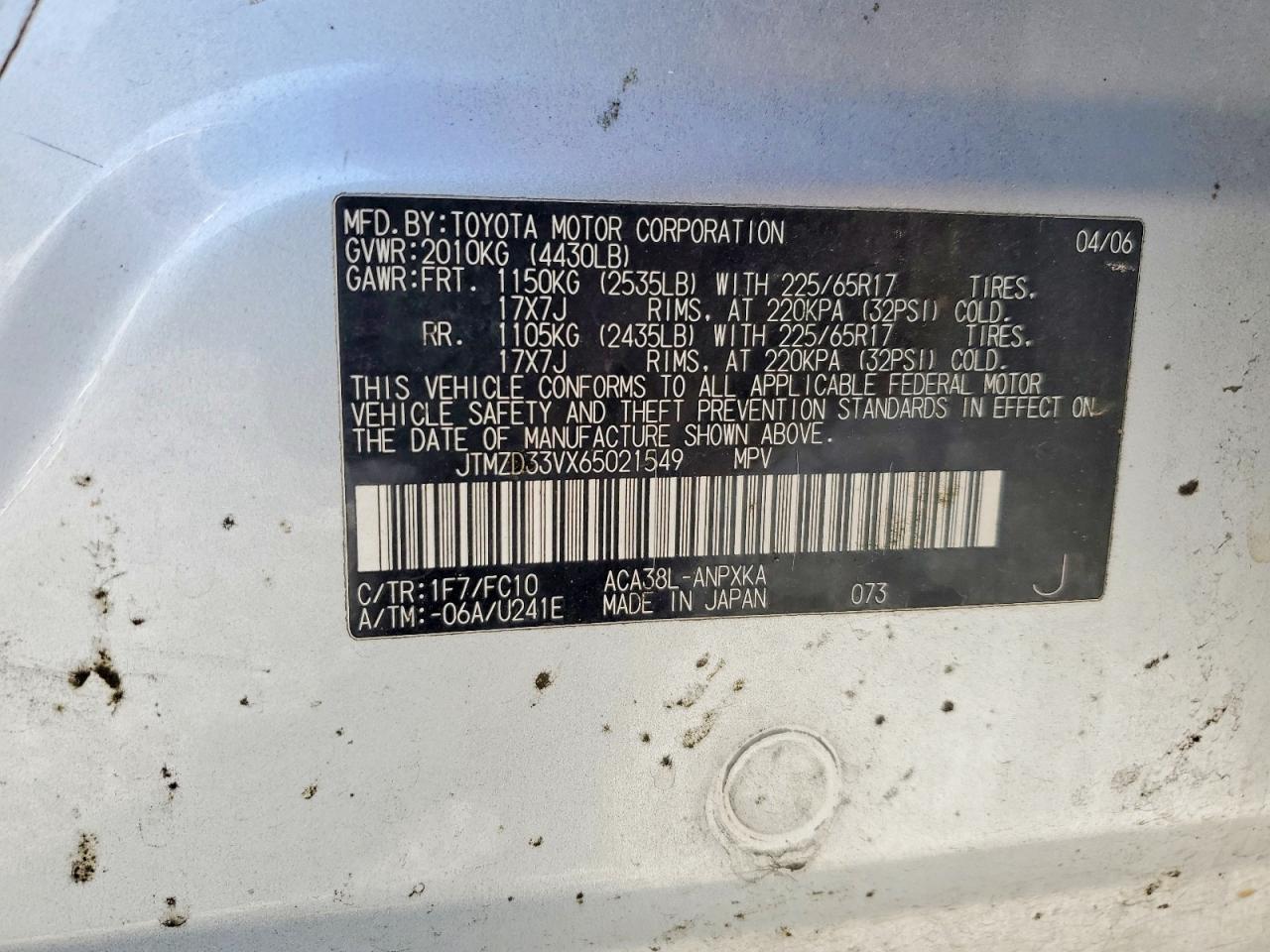 2006 Toyota Rav4 Base