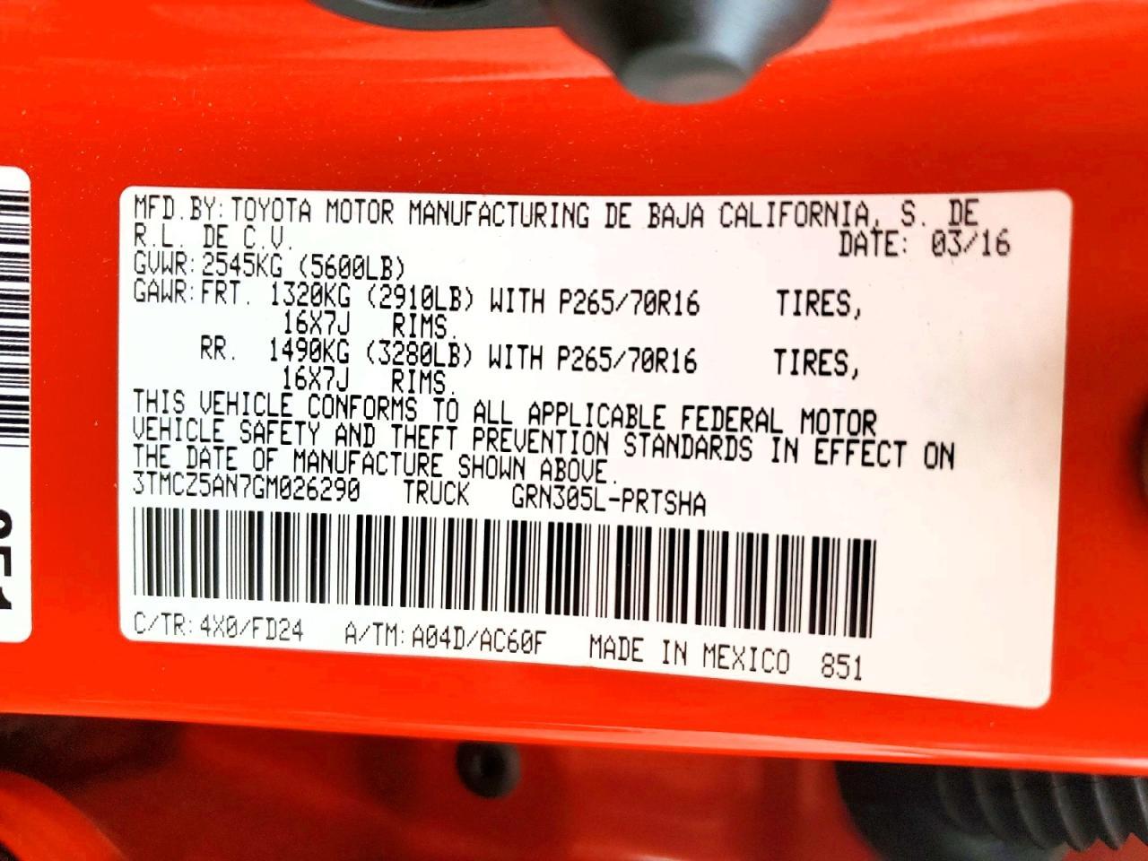 2016 Toyota Tacoma SR V6