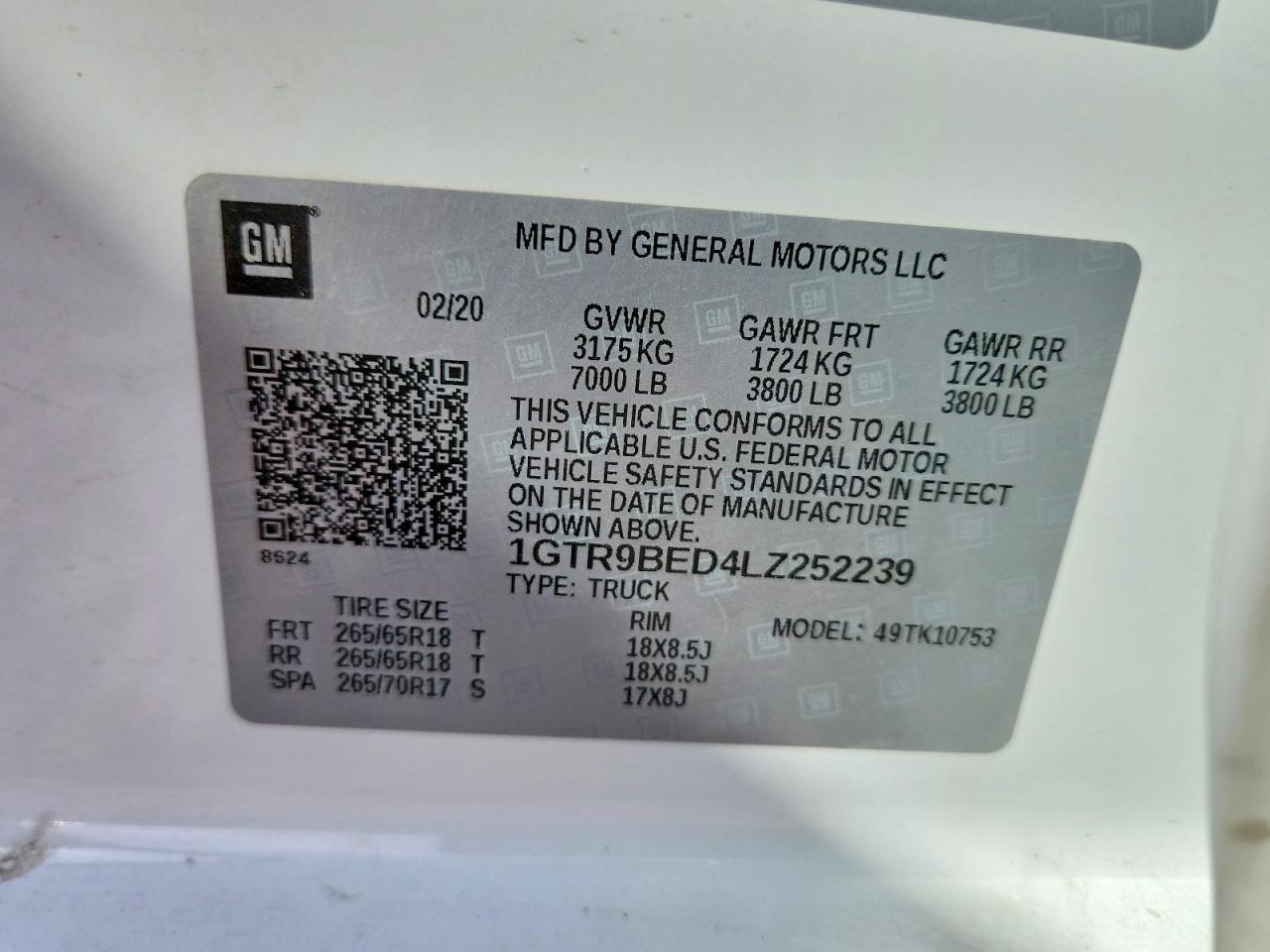 2020 GMC Sierra K1500 SLE
