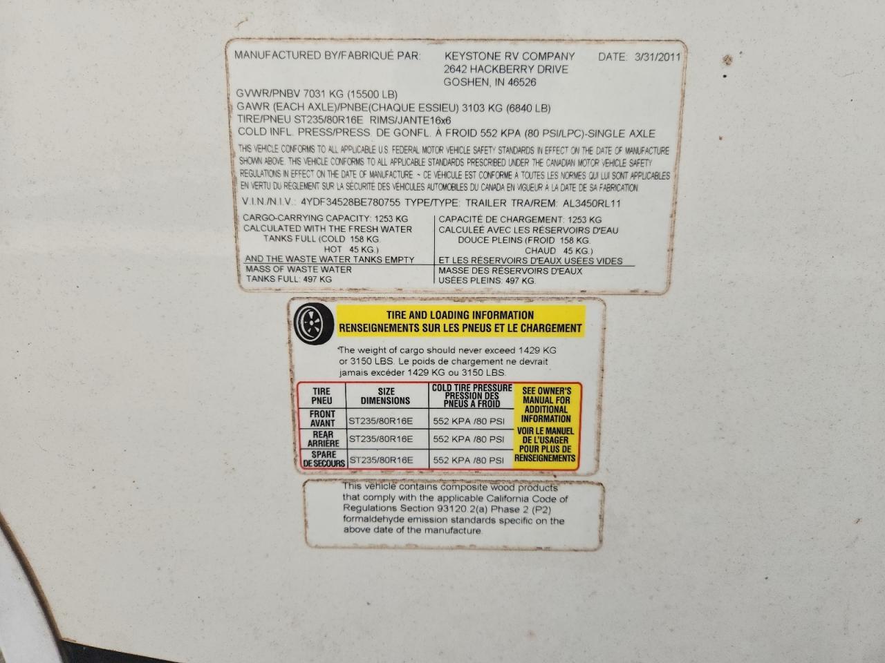 2011 Keystone Alpine Camper