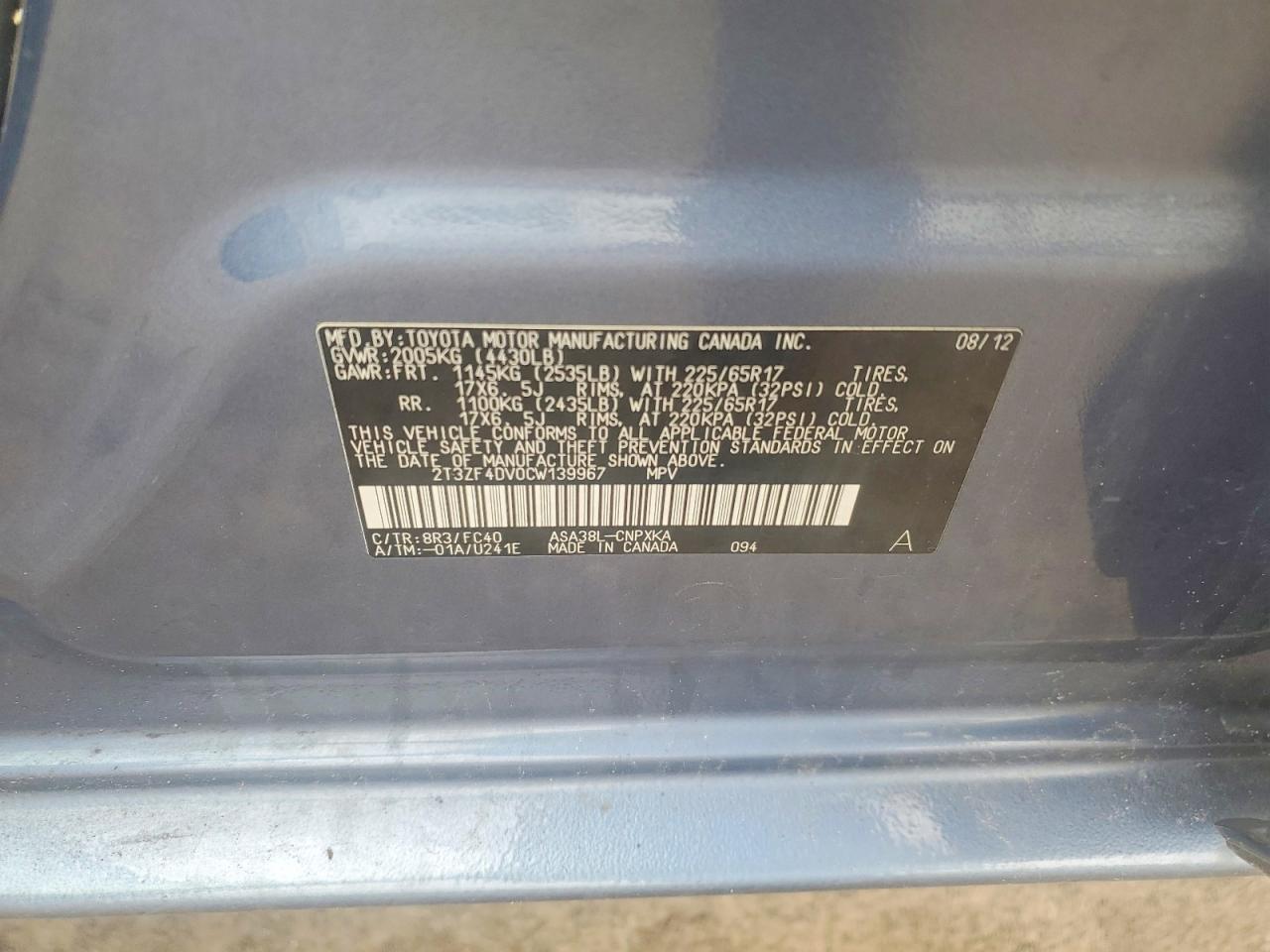 2012 Toyota Rav4 Base