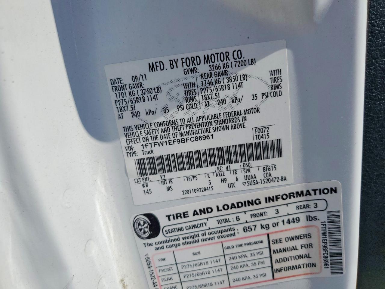 2011 Ford F150 Supercrew