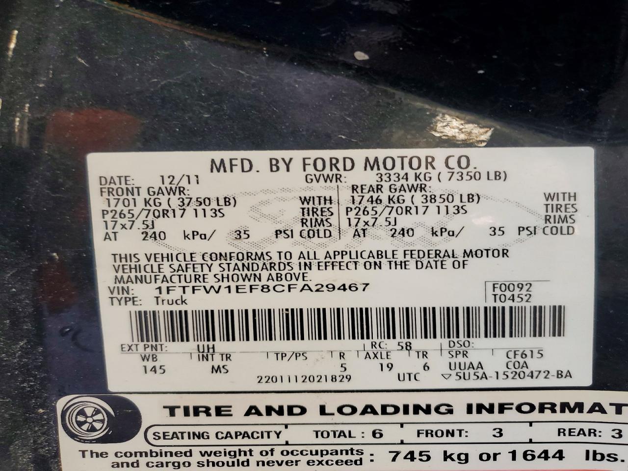 2012 Ford F150 Supercrew