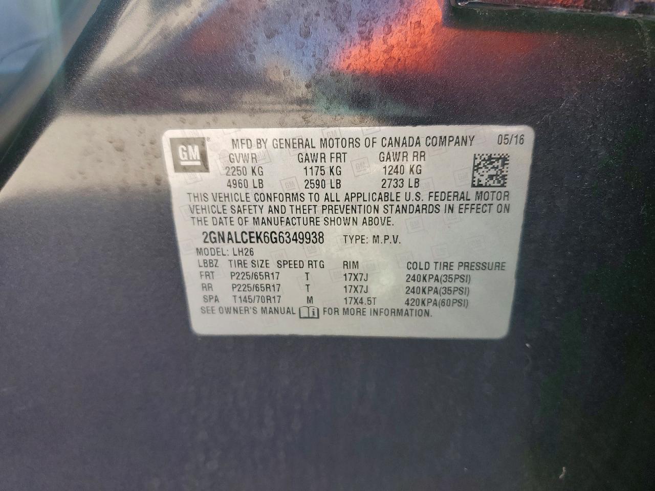 2016 Chevrolet Equinox lt