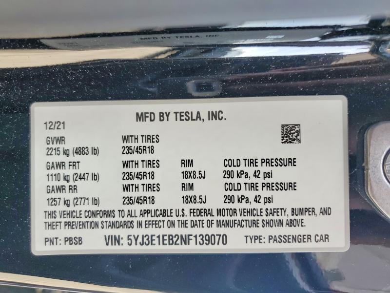 2022 Tesla Model 3