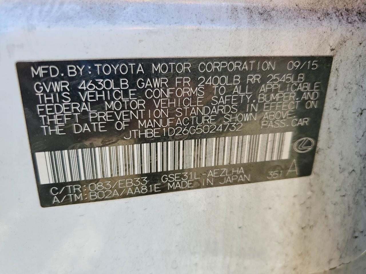 2016 Lexus Is 350 Base