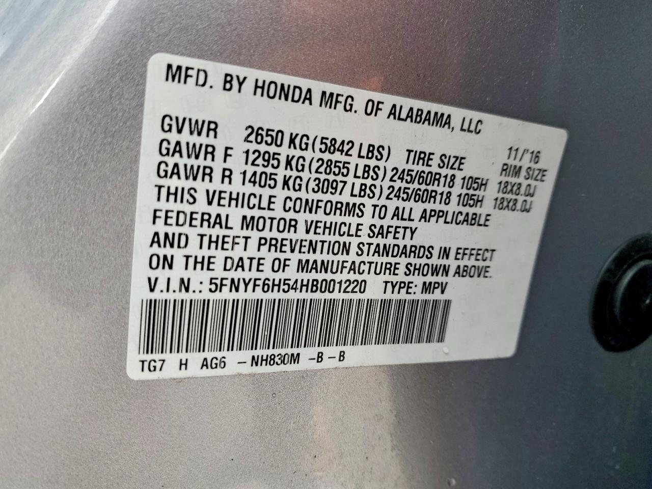 2017 Honda Pilot exl