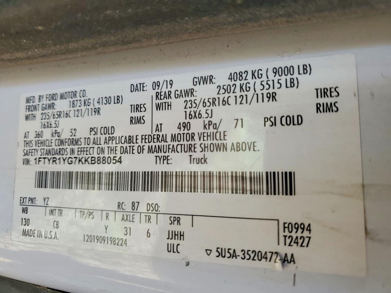 2019 Ford Transit T-250 Delivery van