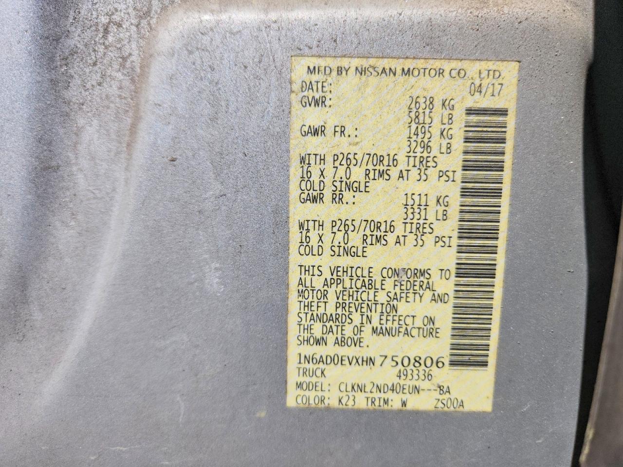 2017 Nissan Frontier SV