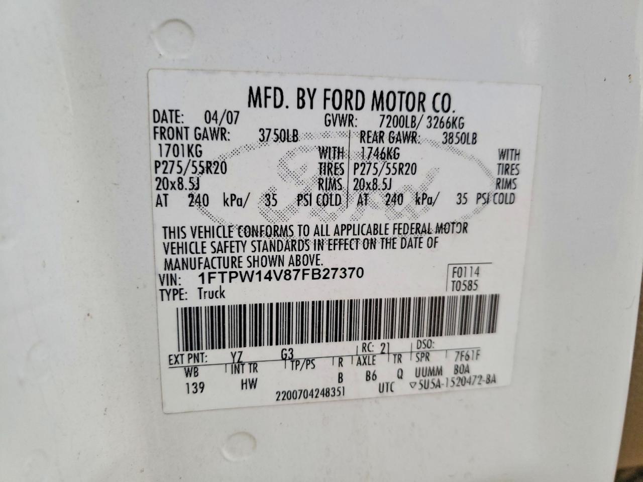 2007 Ford F150 Supercrew