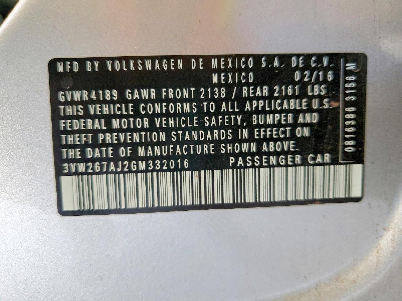 2016 Volkswagen Jetta s