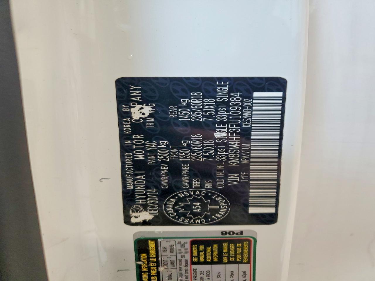 2015 Hyundai Santa fe gls