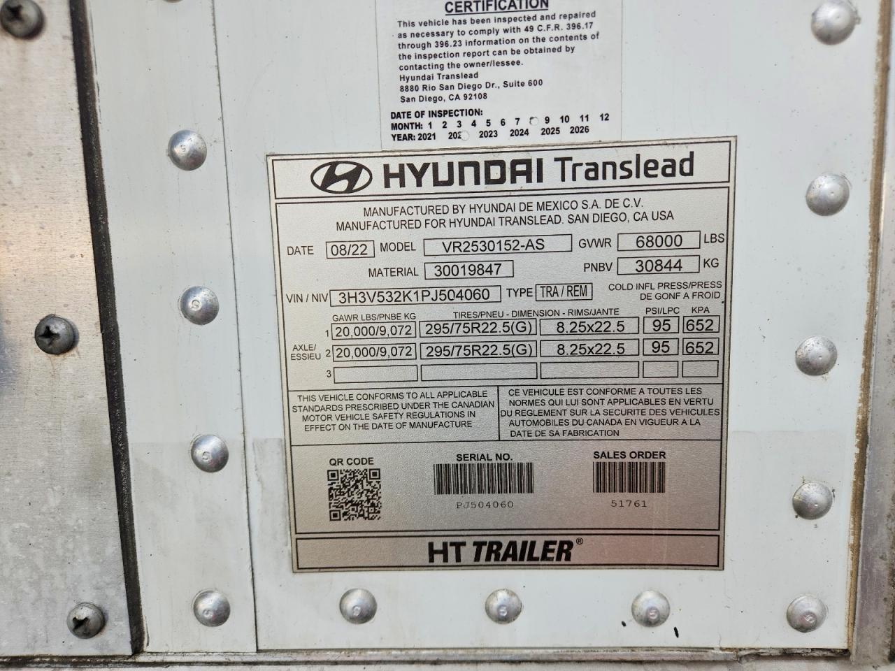 2023 Hyundai Translead Inc 2023 Hyundai Translead VR2530152-AS Refrigerated V