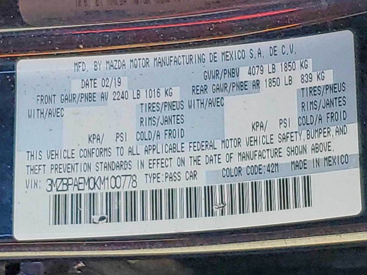 2019 Mazda 3 Premium