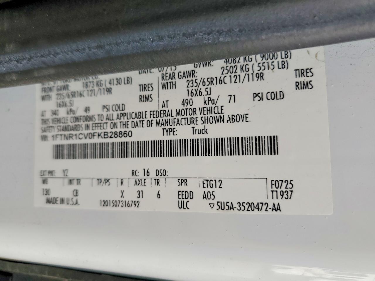 2015 Ford Transit 250 Delivery Van