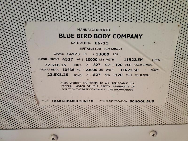 2012 Bluebird BB Conventional School Bus