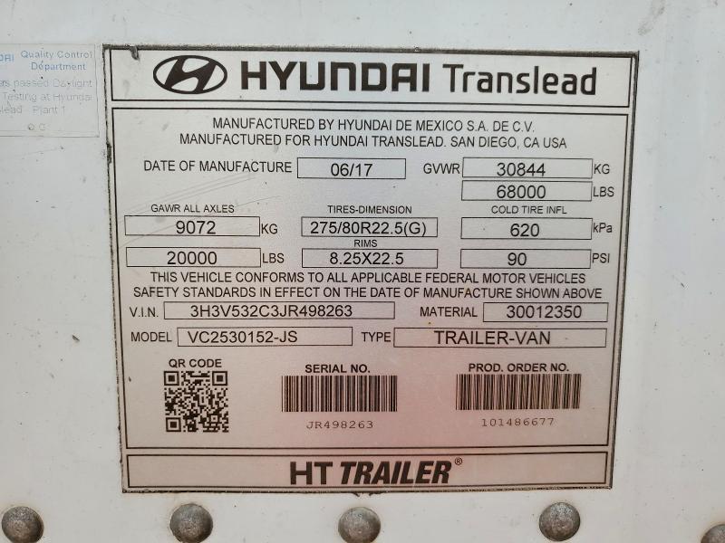 2018 Hyundai Translead Inc 2018 Hyundai Translead VC2530152-JS DRY Van Traile
