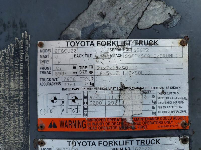 2014 Toyota 8FGCU20 Forklift