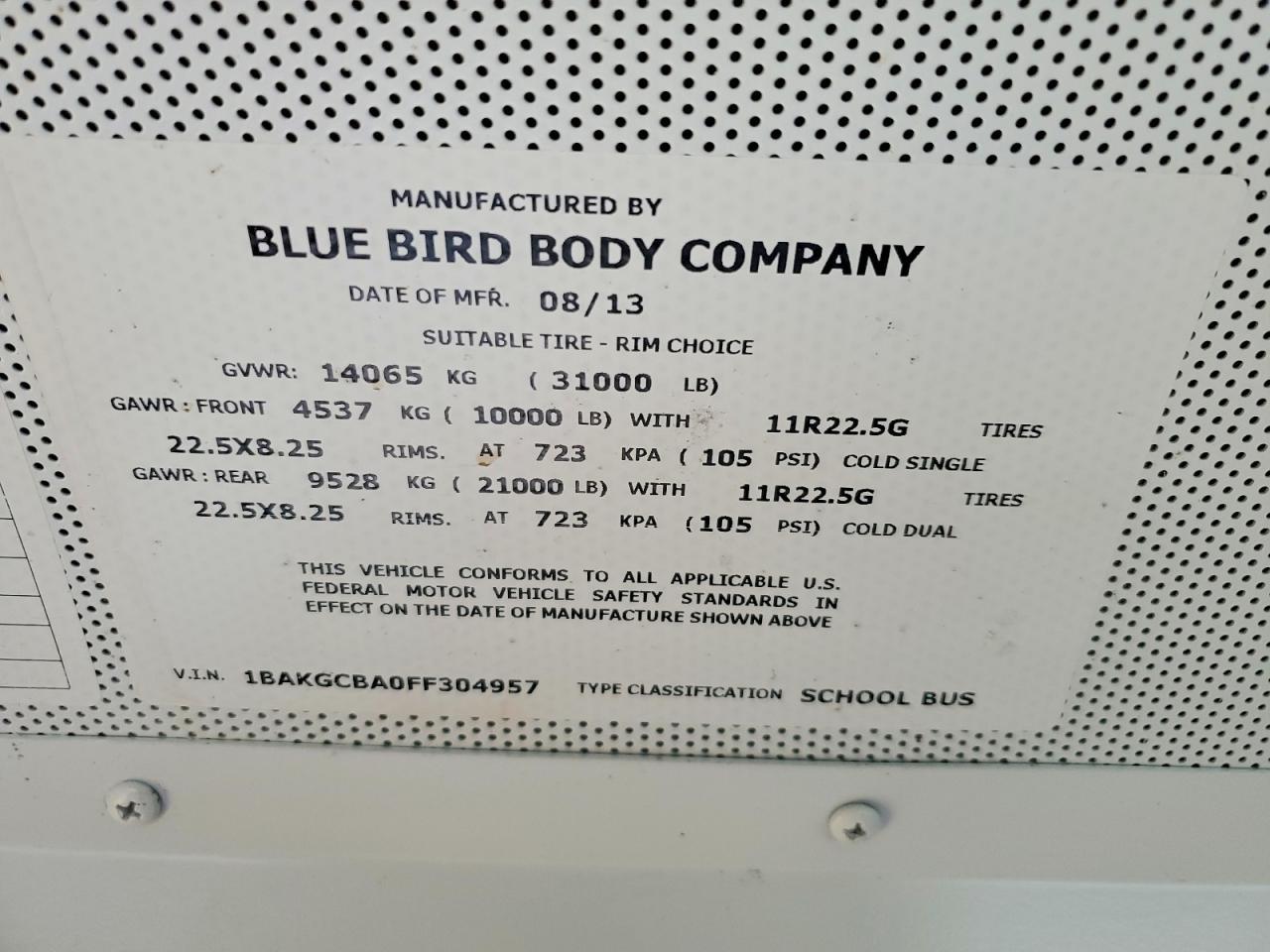 2015 Blubird School Bus / Transit Bus