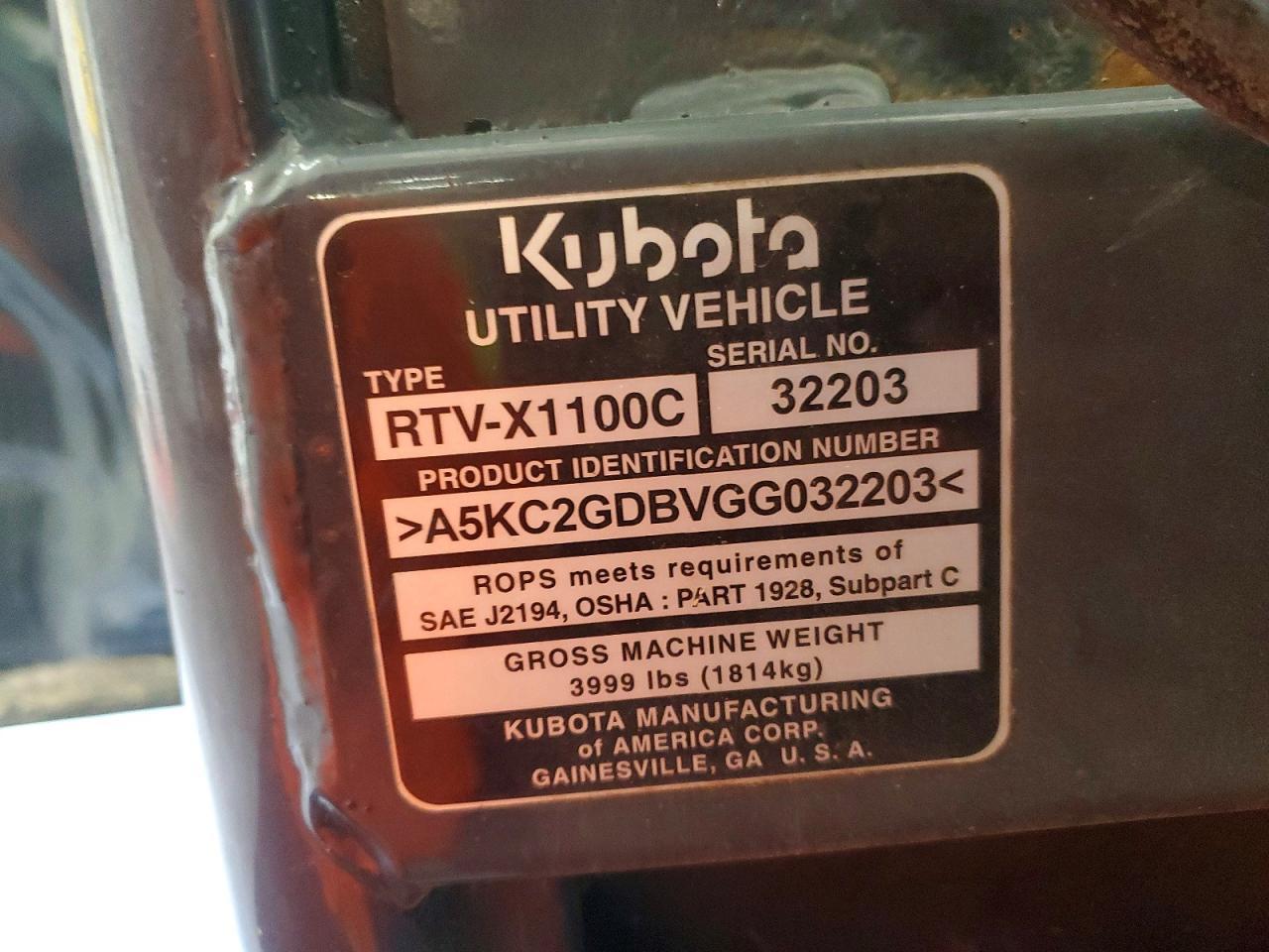 2017 Kubota Utility Vehicle