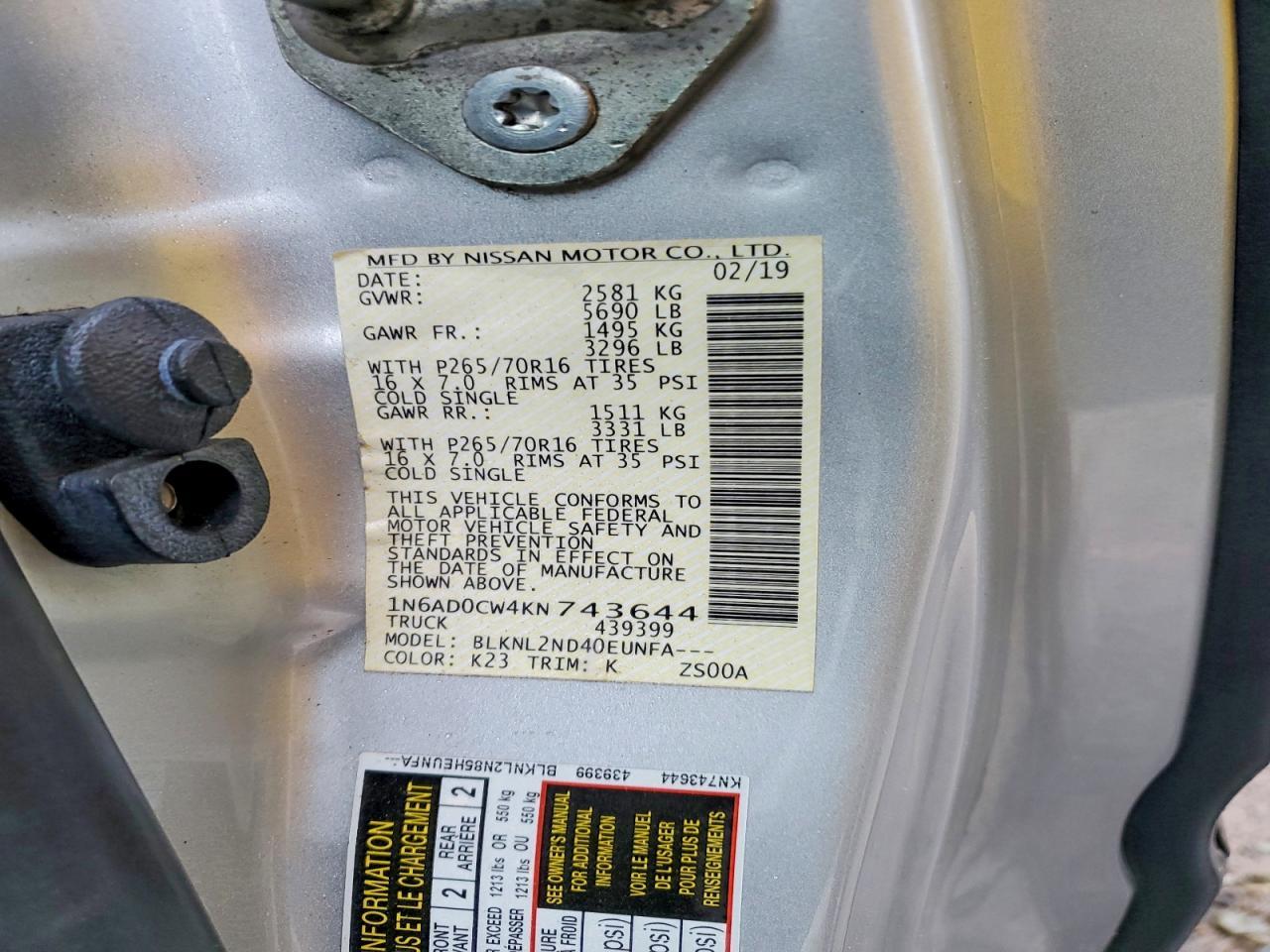 2019 Nissan Frontier SV V6