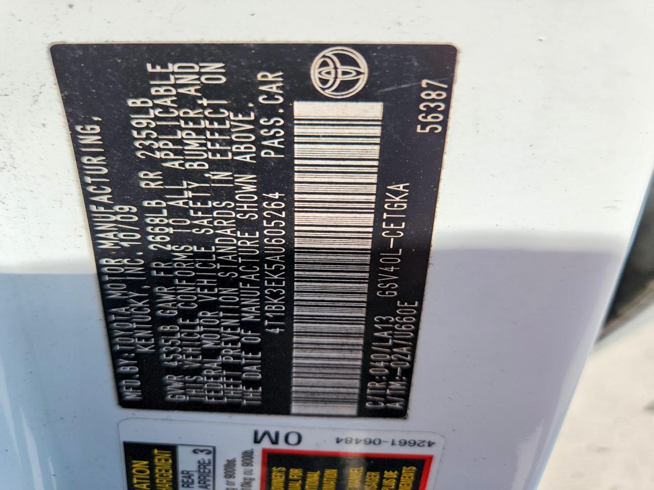 2010 Toyota Camry xle V6