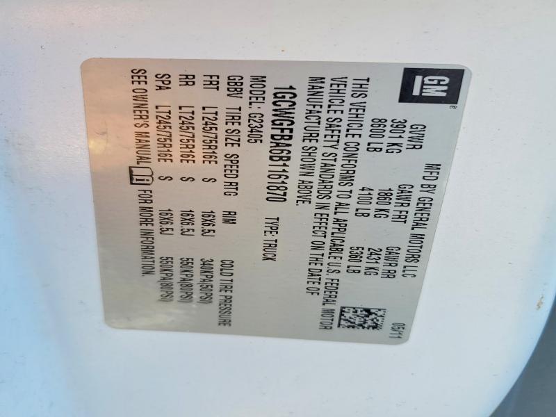 2011 Chevrolet Express 2500 Cargo Utility / Service Van