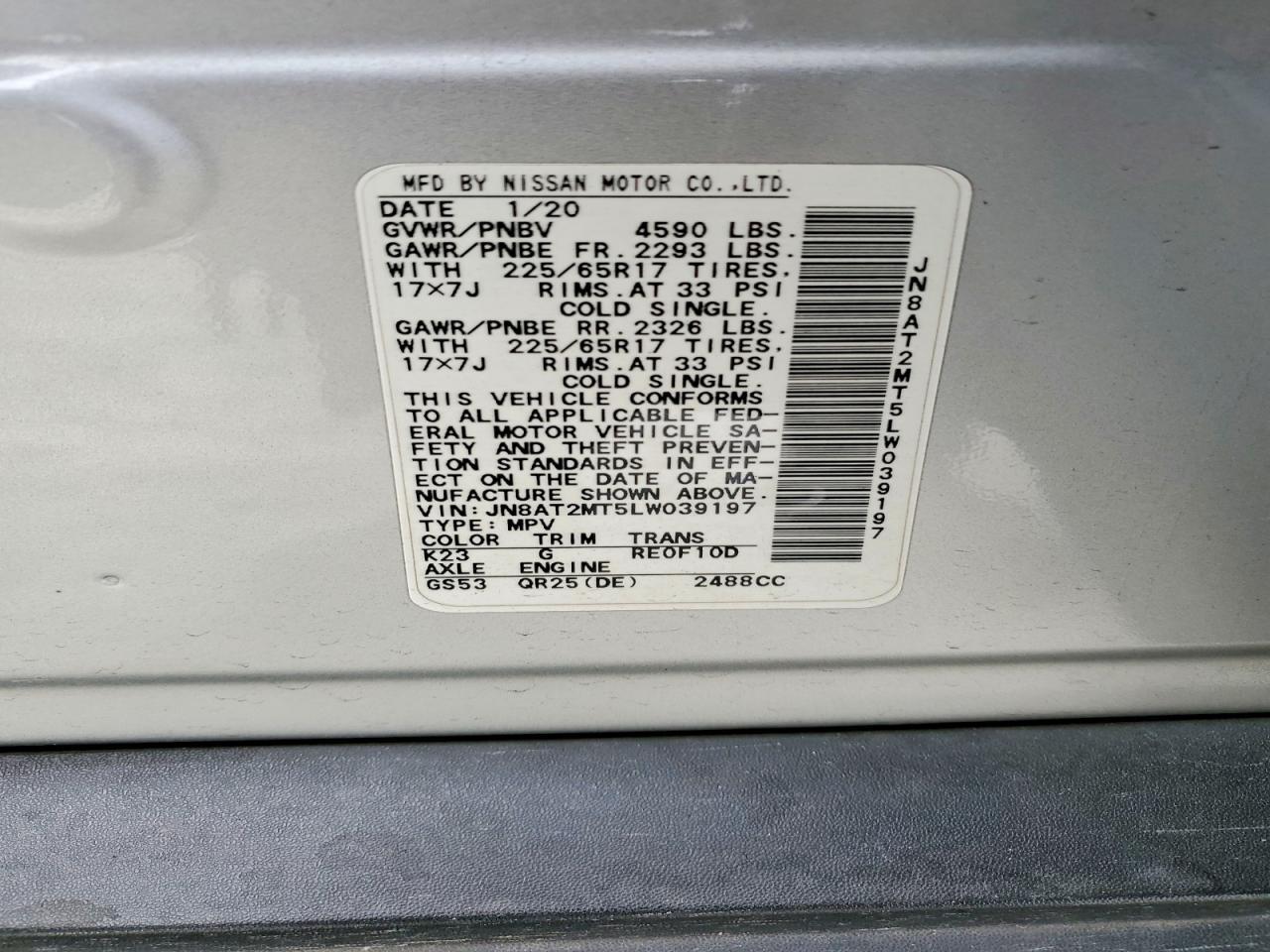 2020 Nissan Rogue sv