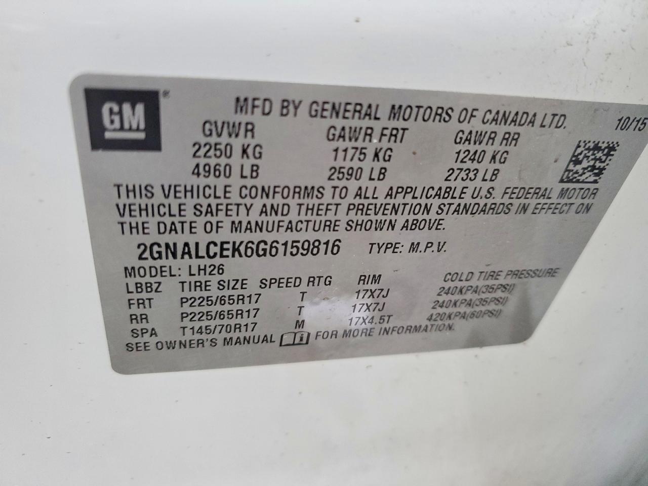 2016 Chevrolet Equinox lt