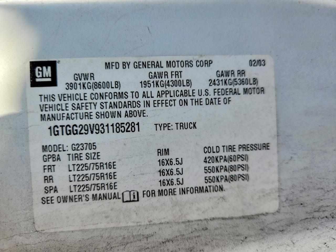 2003 GMC Savana G2500