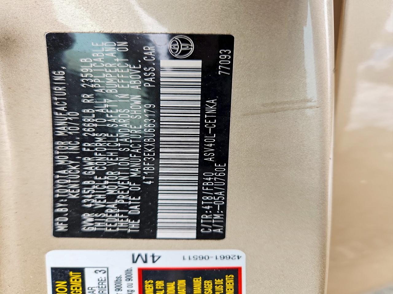 2011 Toyota Camry le