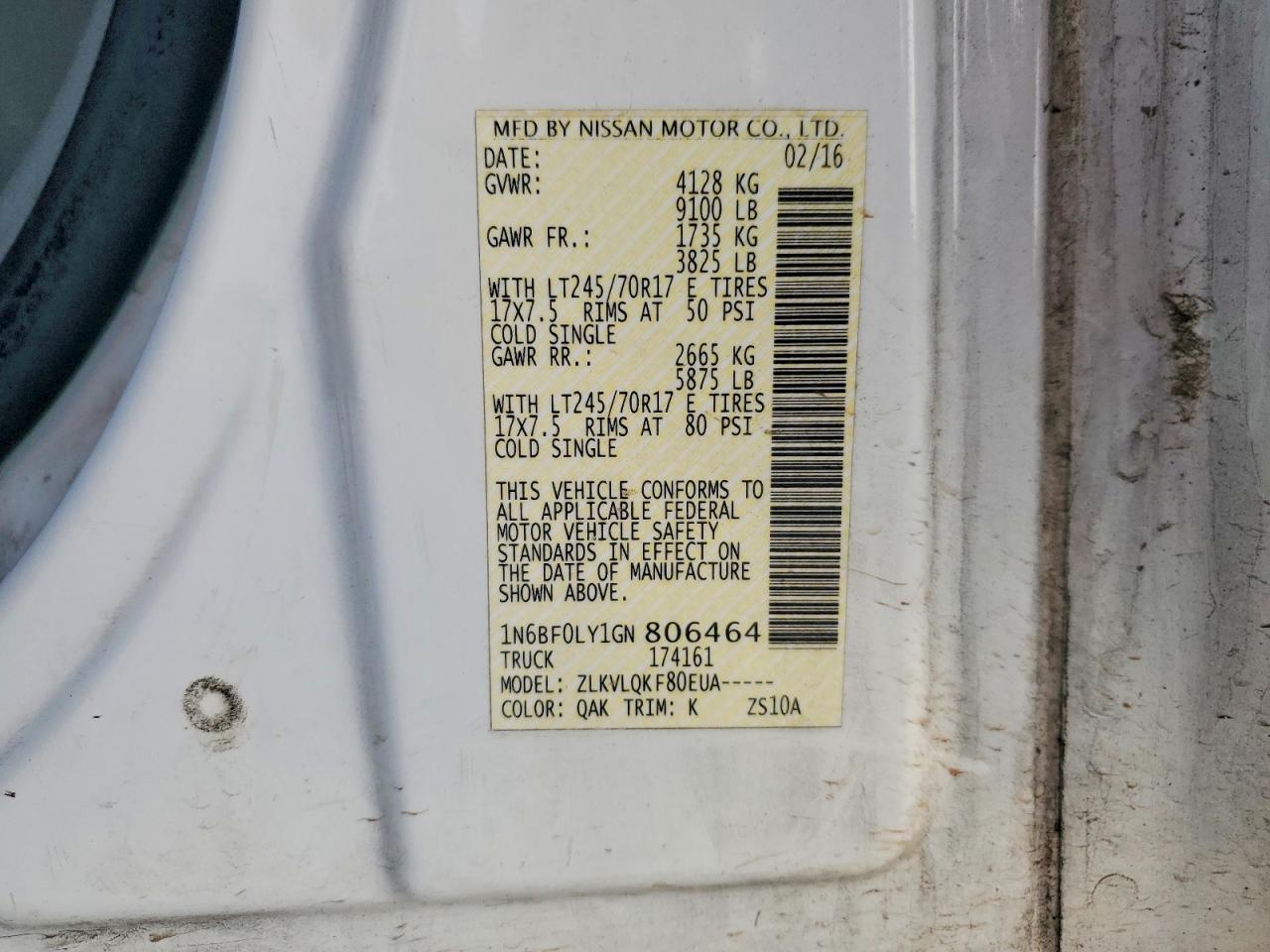 2016 Nissan NV2500 Delivery Van