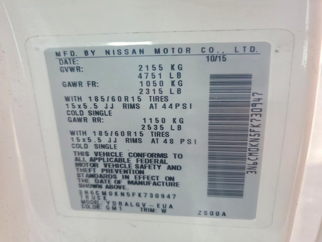 2015 Nissan NV200 SV
