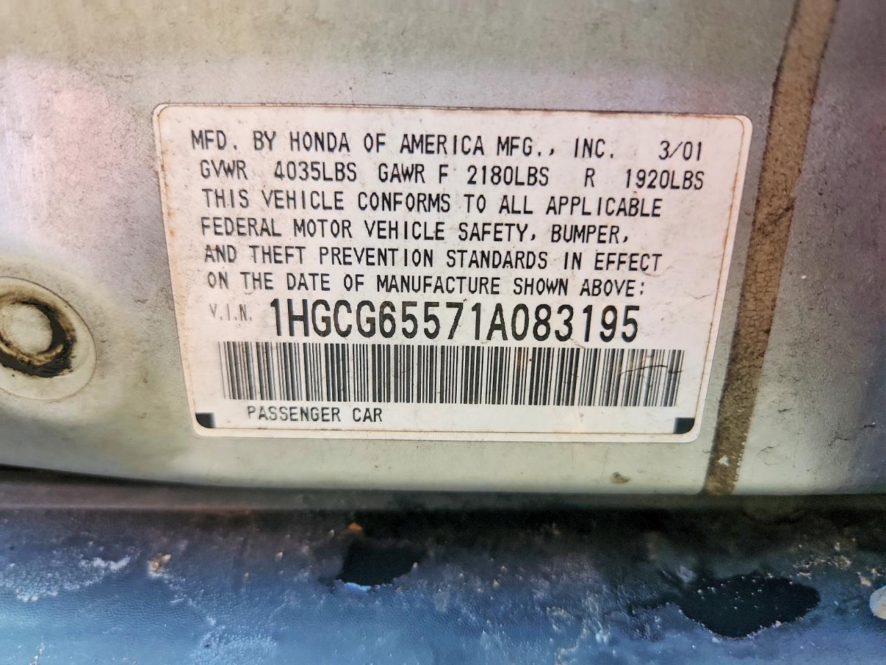 2001 Hond Accord