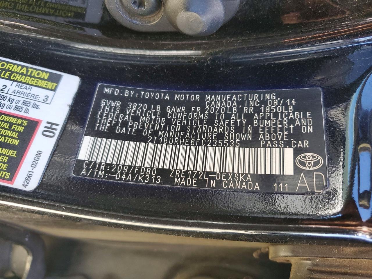 2015 Toyota Corolla s Plus