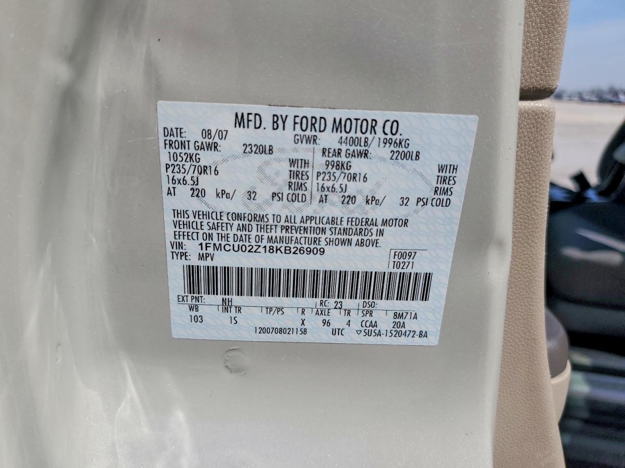 2008 Ford Escape xls