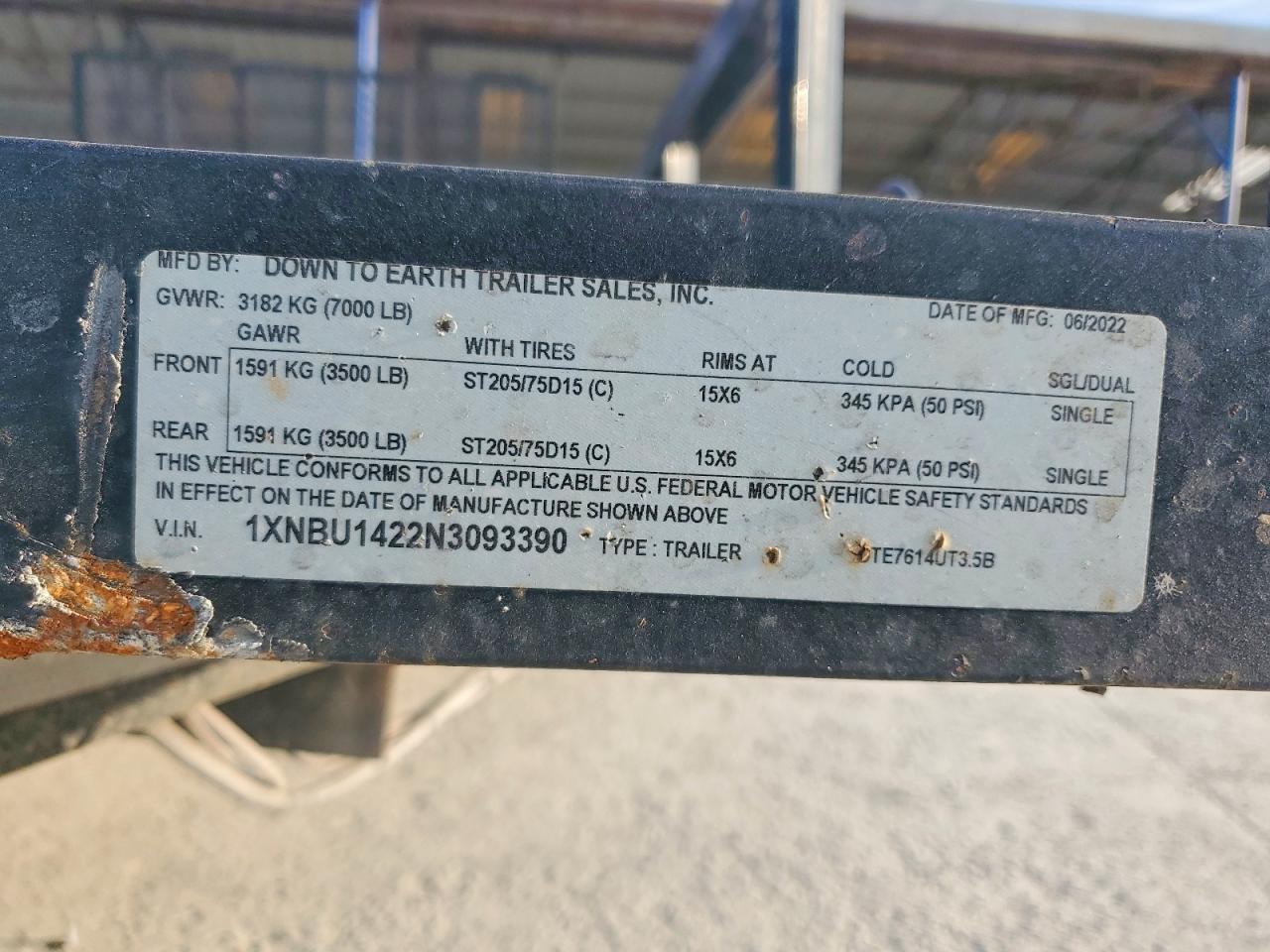 2022 Down To Earth TE7614UT3.5B Utility Trailer