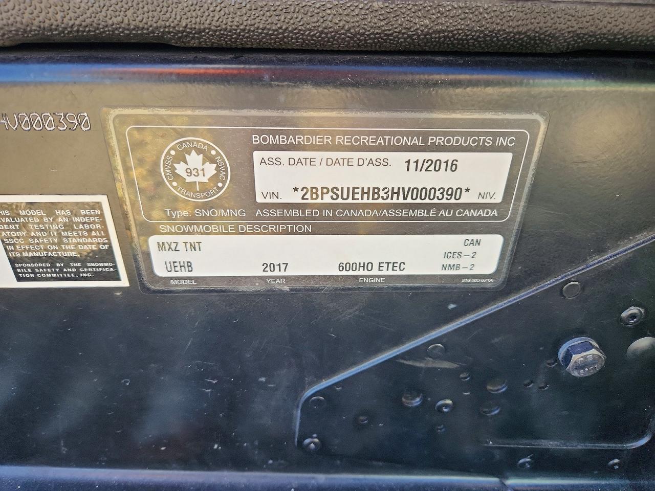 2017 Skidoo Snowmobile