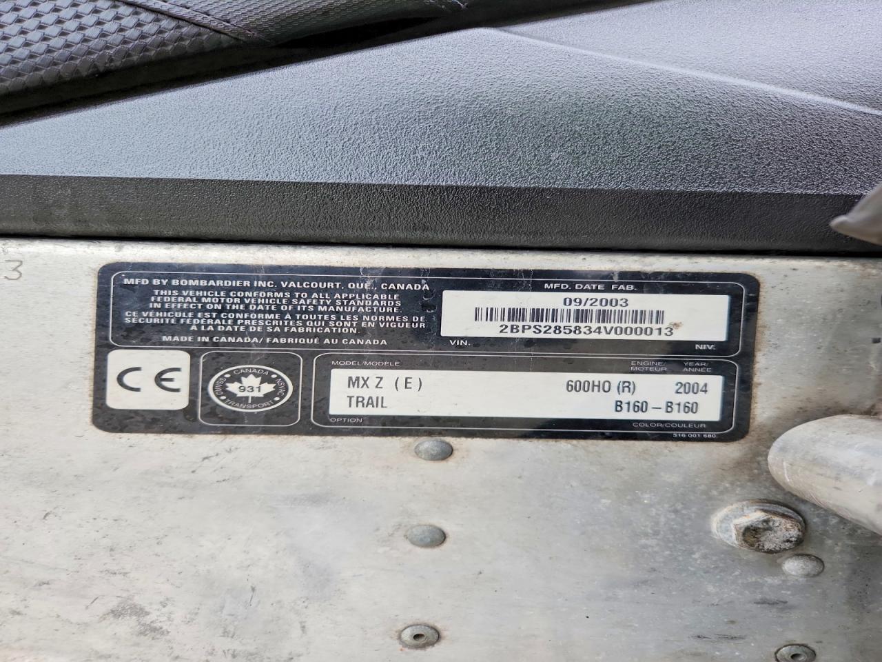 2004 Skidoo MX Z FAN 380