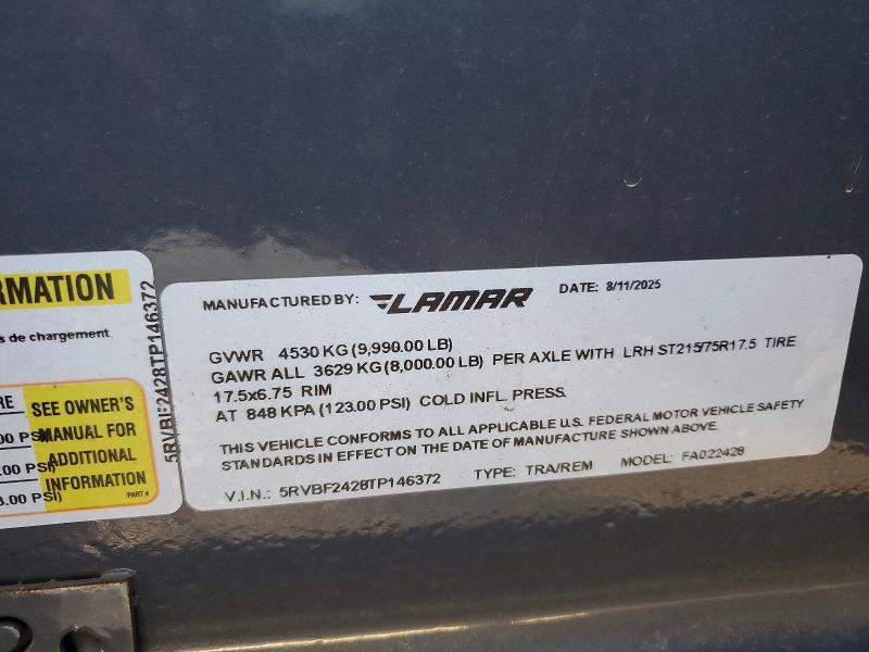 2026 Lamar Trailer 2026 Lamar FA022428 Equipment Trailer