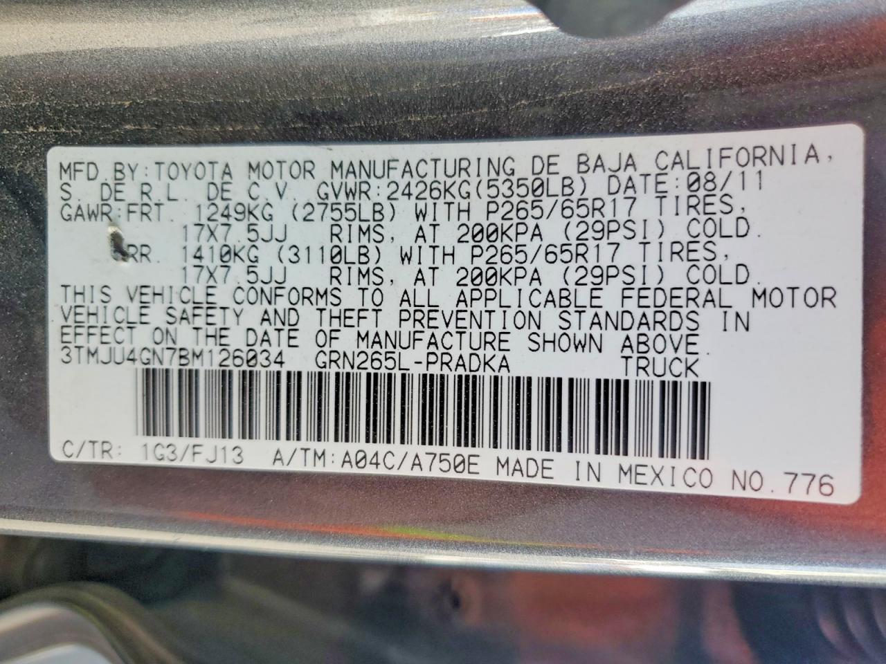 2011 Toyota Tacoma Prerunner V6